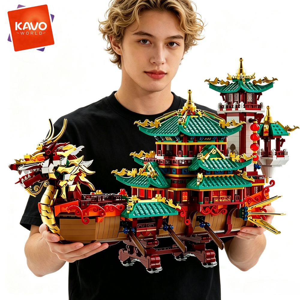 Gaming Console Lego - KAVOWORLD 2453-delige Drakenboot Bouwstenen Festival Chinees